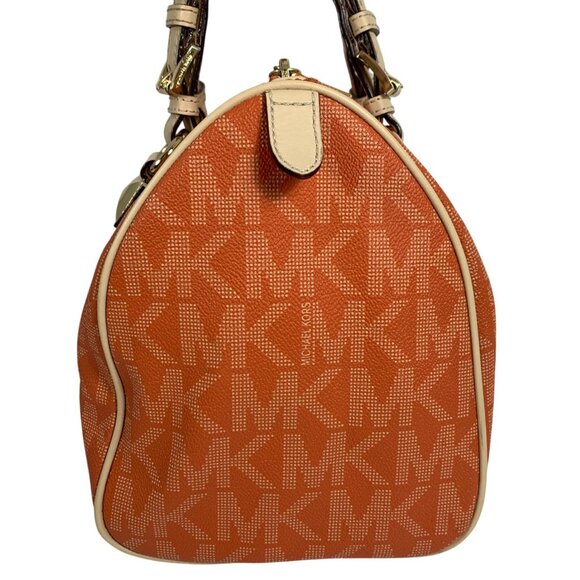 MICHAEL KORS Grayson Medium Satchel Signature Bag Tangerine Orange w/ Bag Charm - Picture 7 of 15